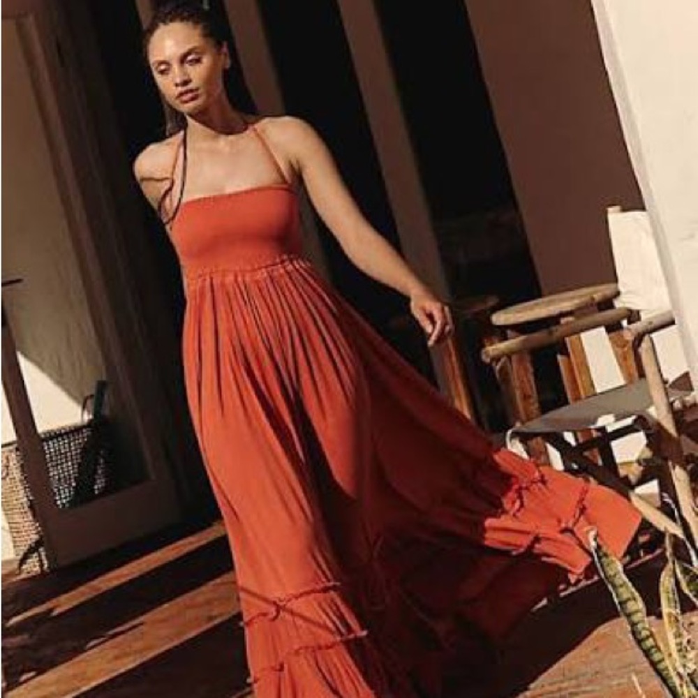 Free People Extratropical Maxi Dress Red (rust) size small